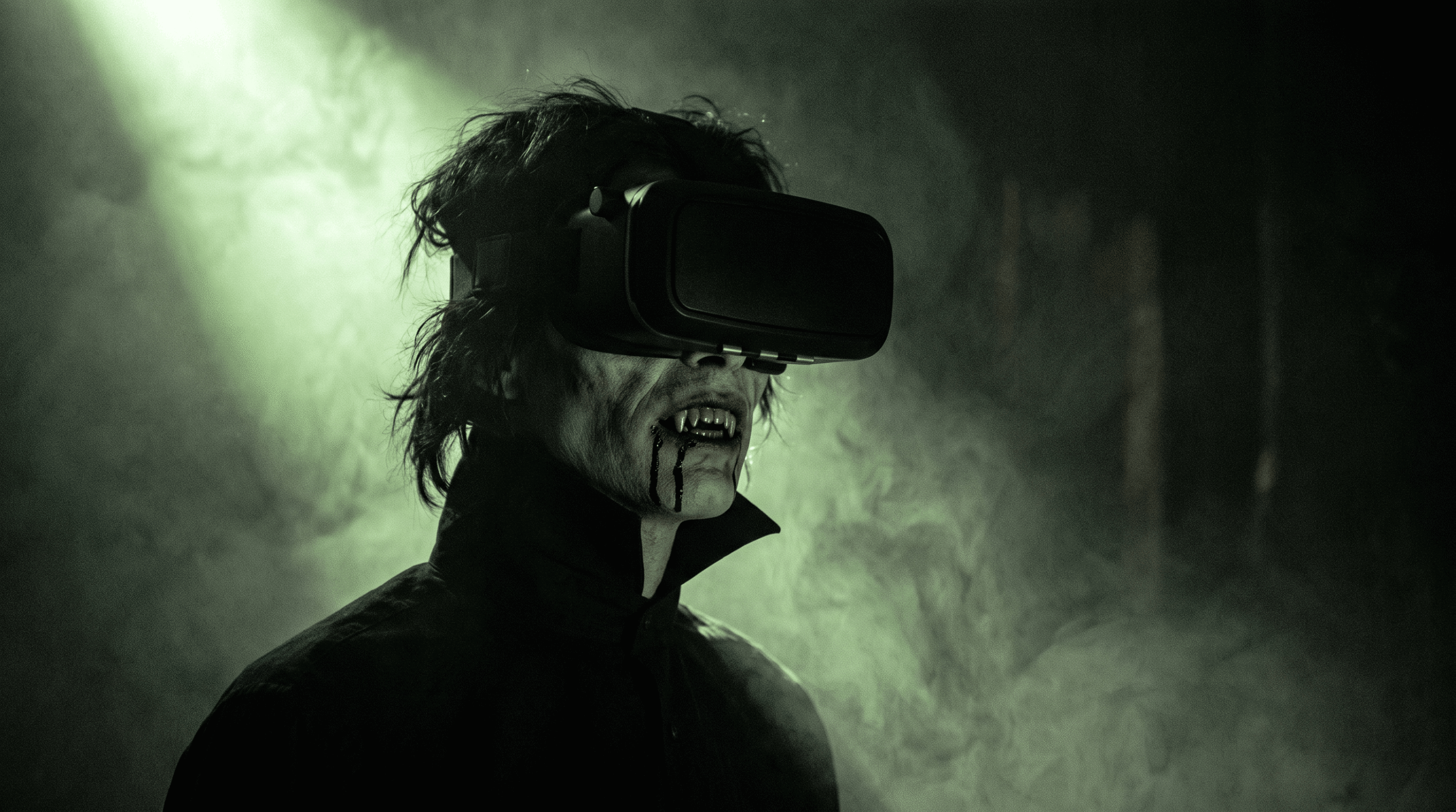 Vampire wearing a VR headset